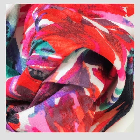 Ann Taylor Sheath Peplum Dress Abstract Vibrant Print Sleeveless Pin Tuck Detail - Picture 14 of 16